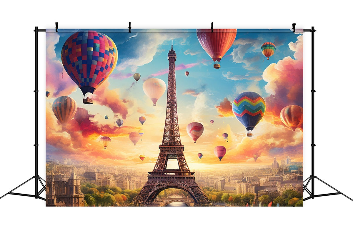 Toile de fond Idées Paris Montgolfières Ciel Fantastique GQ4-50