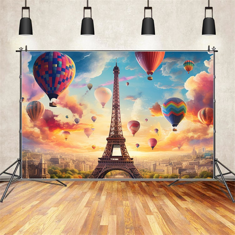 Toile de fond Idées Paris Montgolfières Ciel Fantastique GQ4-50