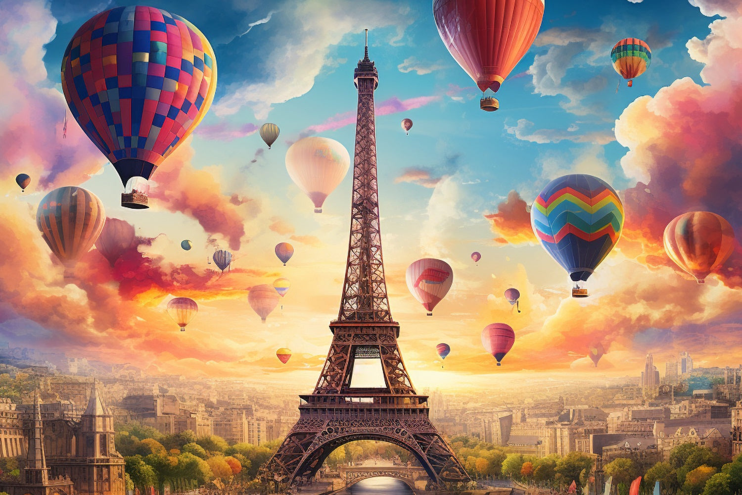 Toile de fond Idées Paris Montgolfières Ciel Fantastique GQ4-50