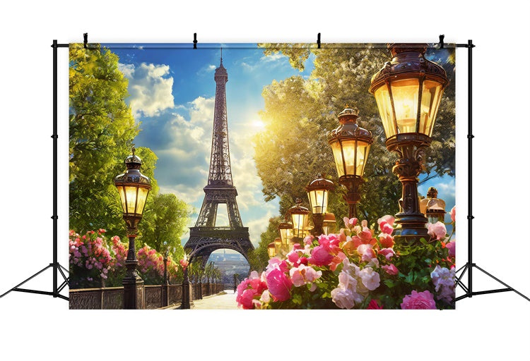 Toile de fond Photo Paris Chemin de Jardin Lanterne Vintage GQ4-51