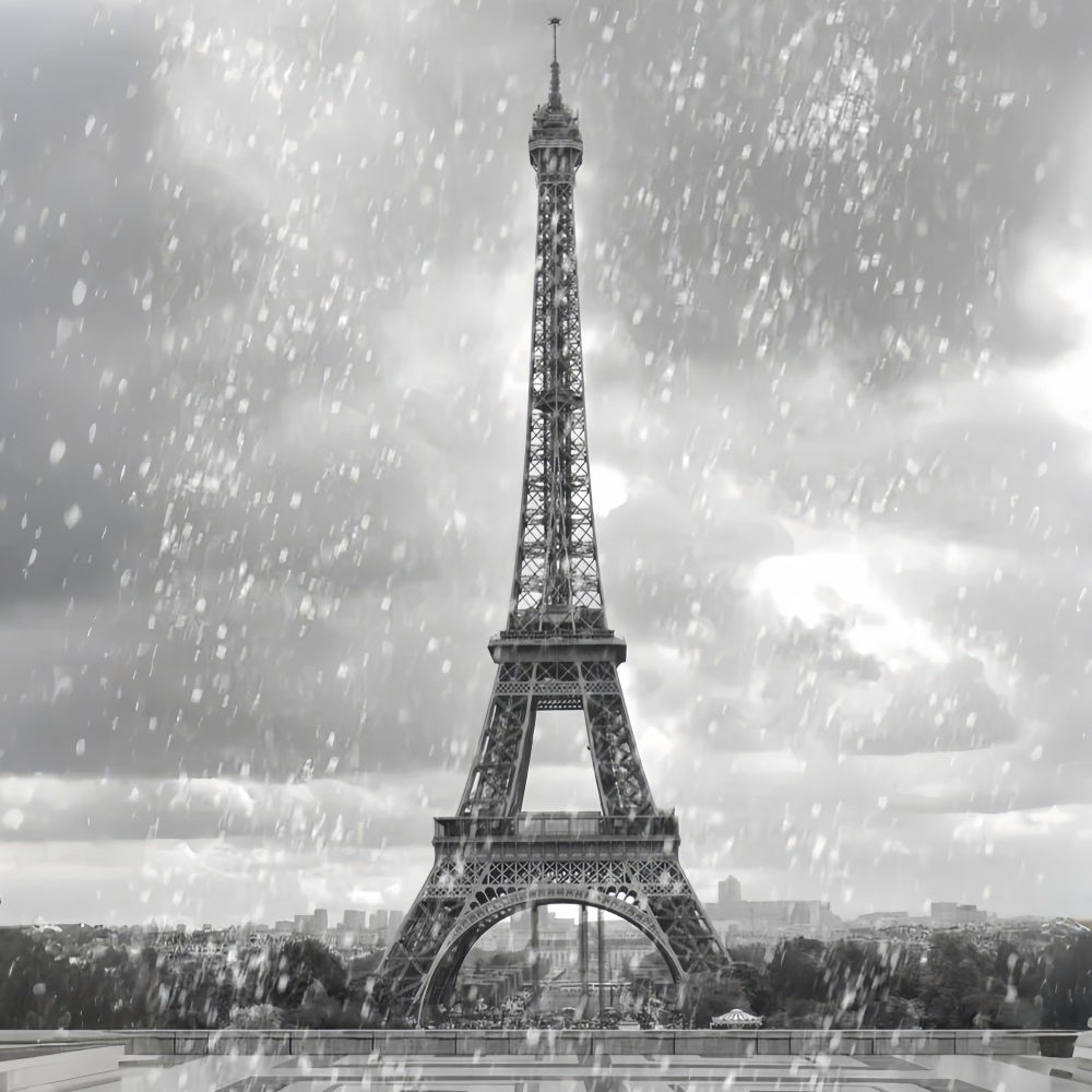Toile de fond Photo Paris Tour Eiffel Vintage Pluie GQ4-62