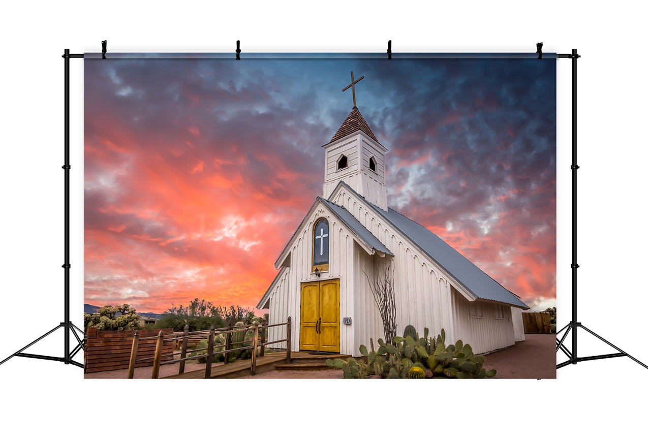 Toile de fond Église Architecture Cactus Coucher Soleil Idées GQ4-67