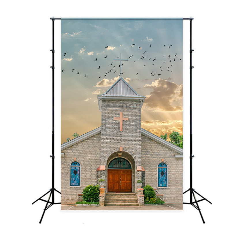 Toile de fond Église Architecture Oiseaux Volants Ciel GQ4-75