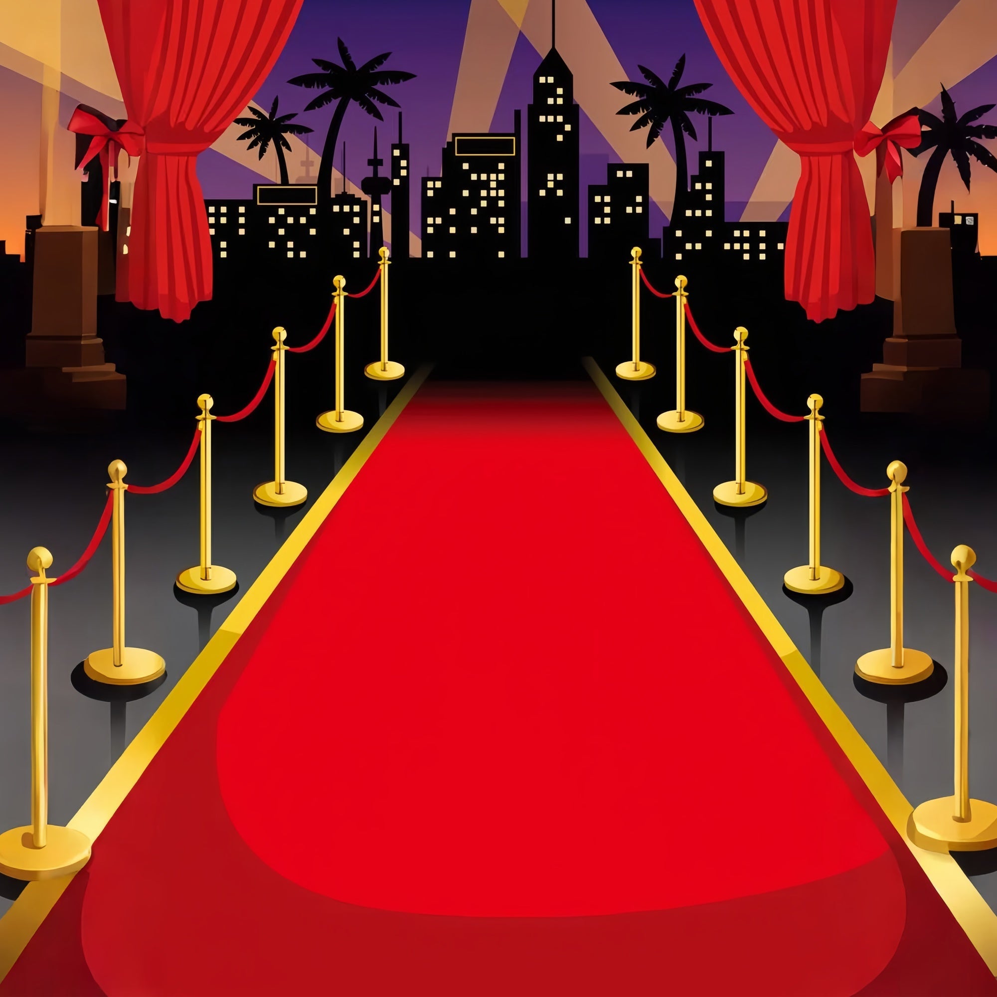 Toile de fond Tapis Rouge Silhouette Ville GQ4-83