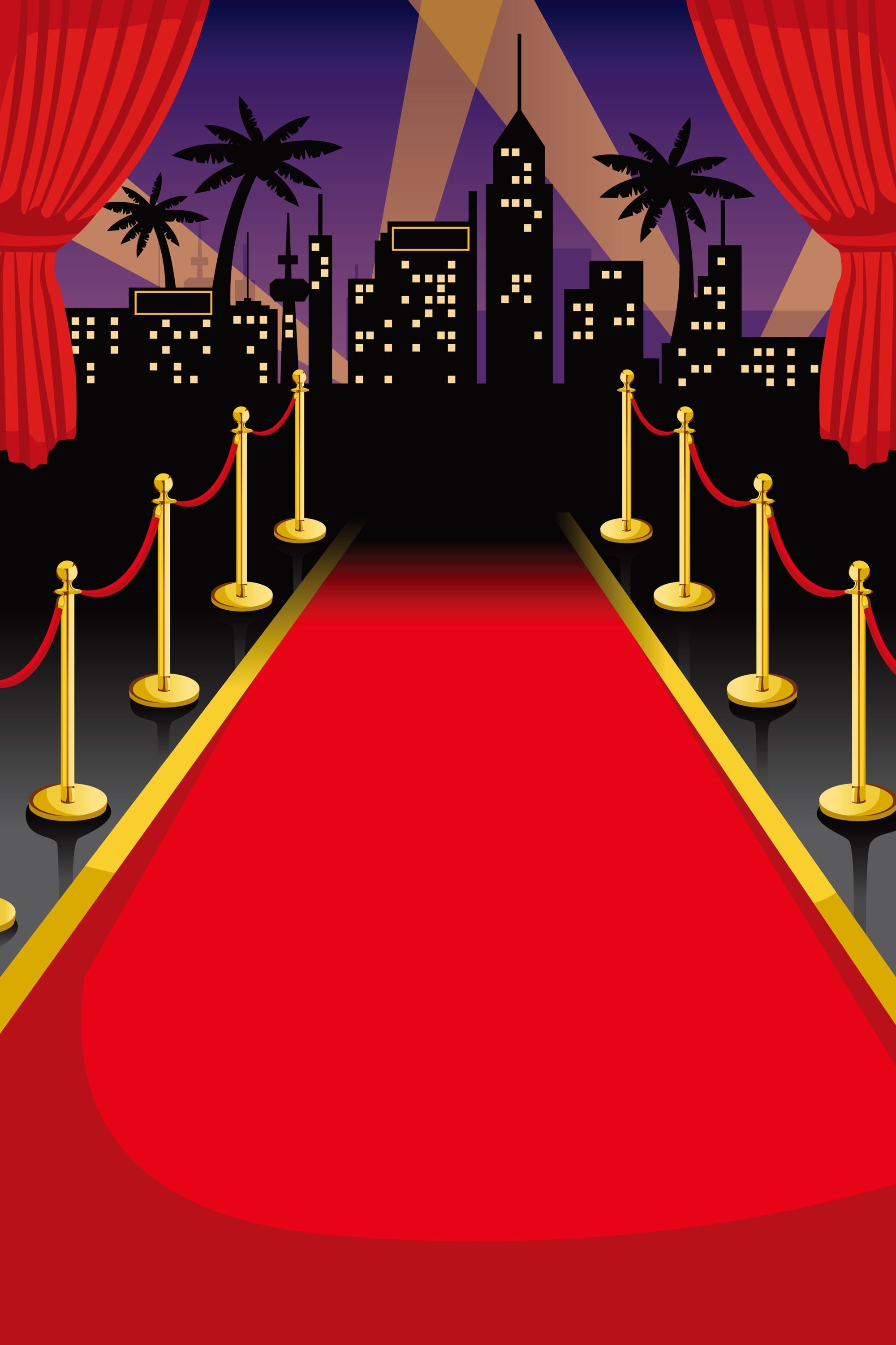 Toile de fond Tapis Rouge Silhouette Ville GQ4-83