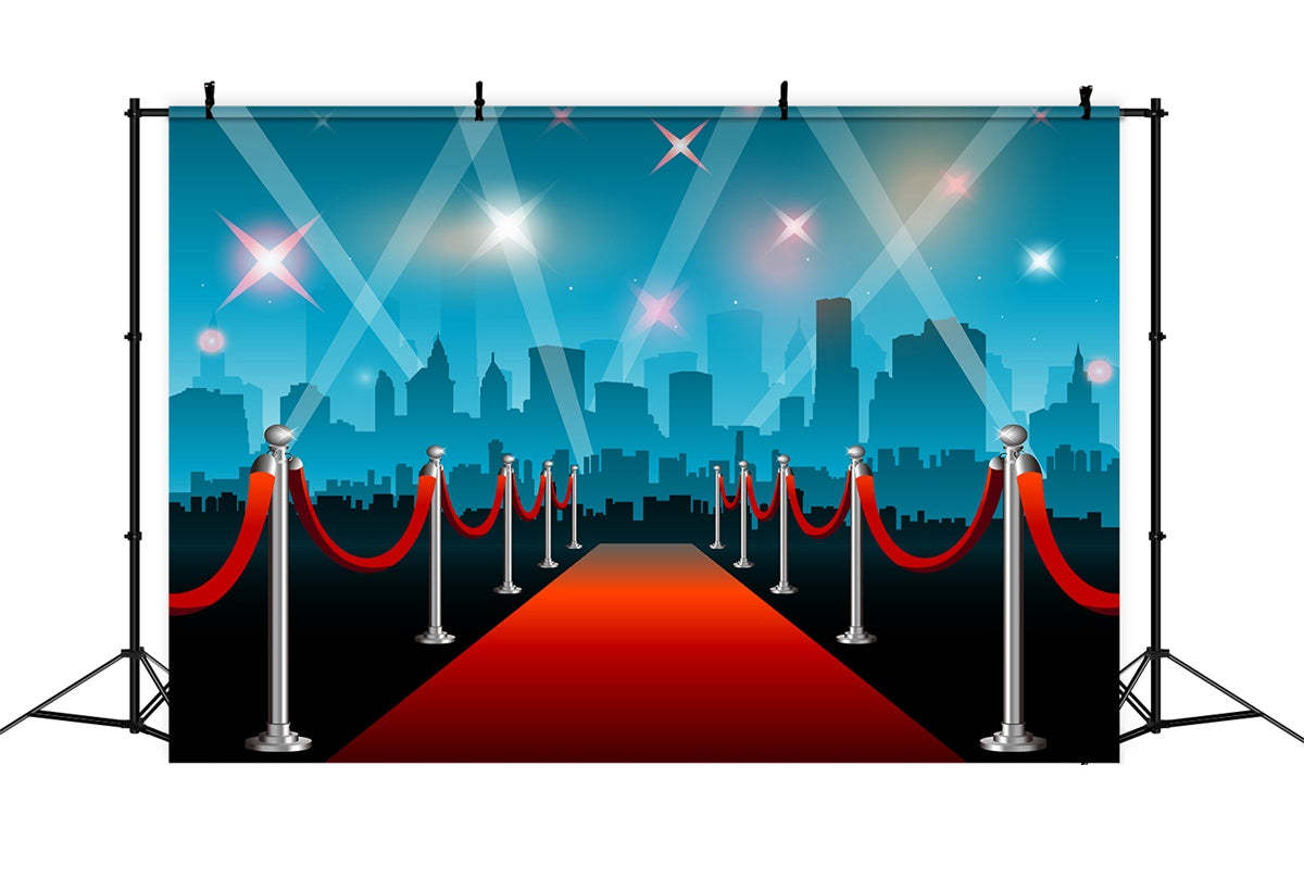 Toile de fond Tapis Rouge Lumières Ville Bleu GQ4-90