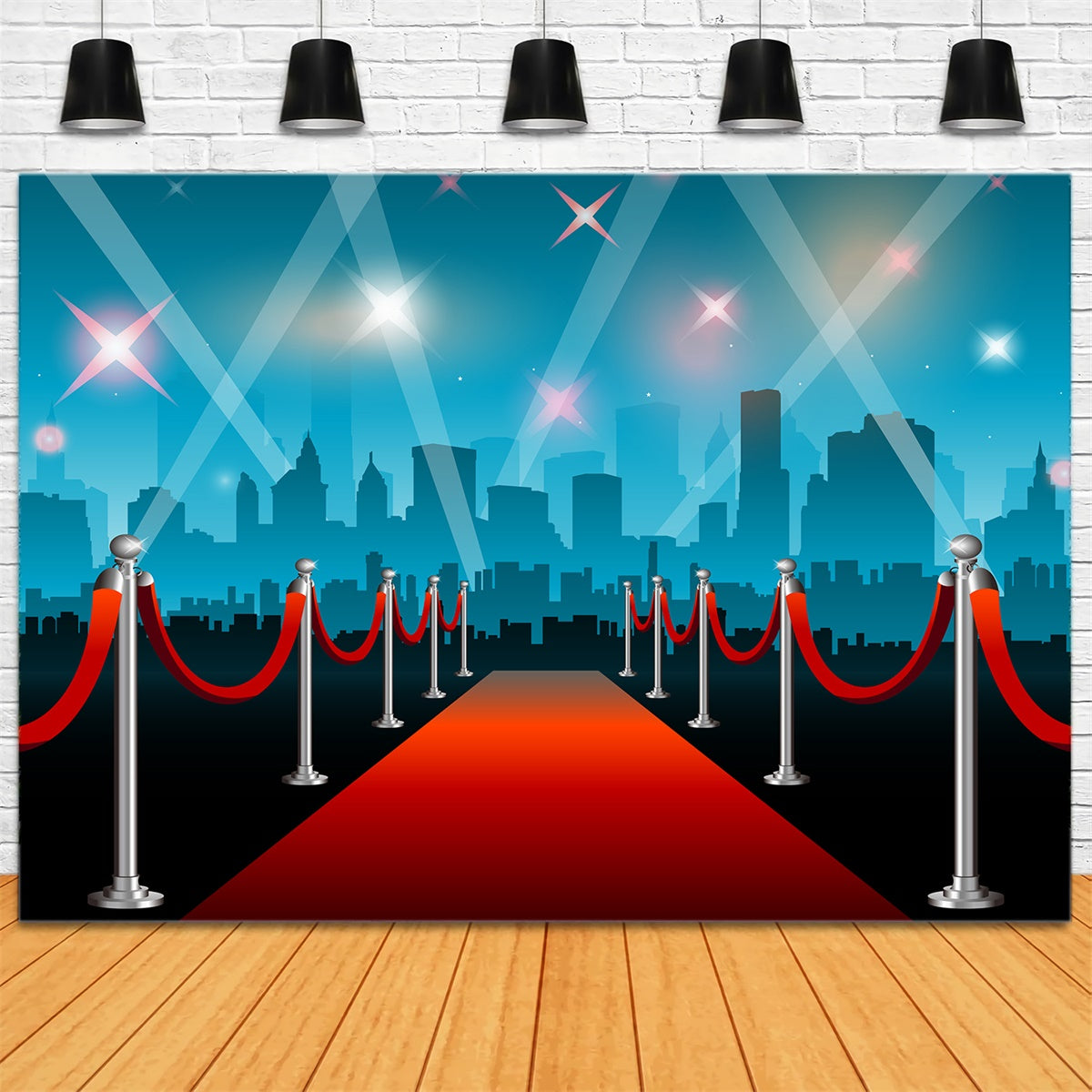 Toile de fond Tapis Rouge Lumières Ville Bleu GQ4-90