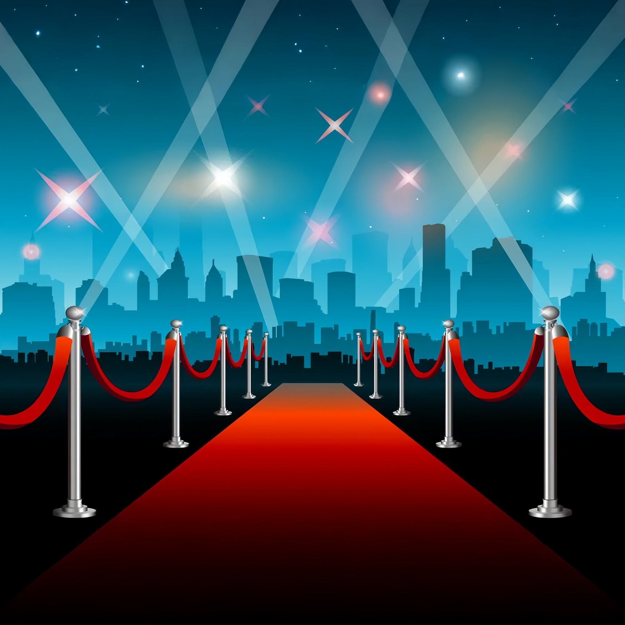 Toile de fond Tapis Rouge Lumières Ville Bleu GQ4-90