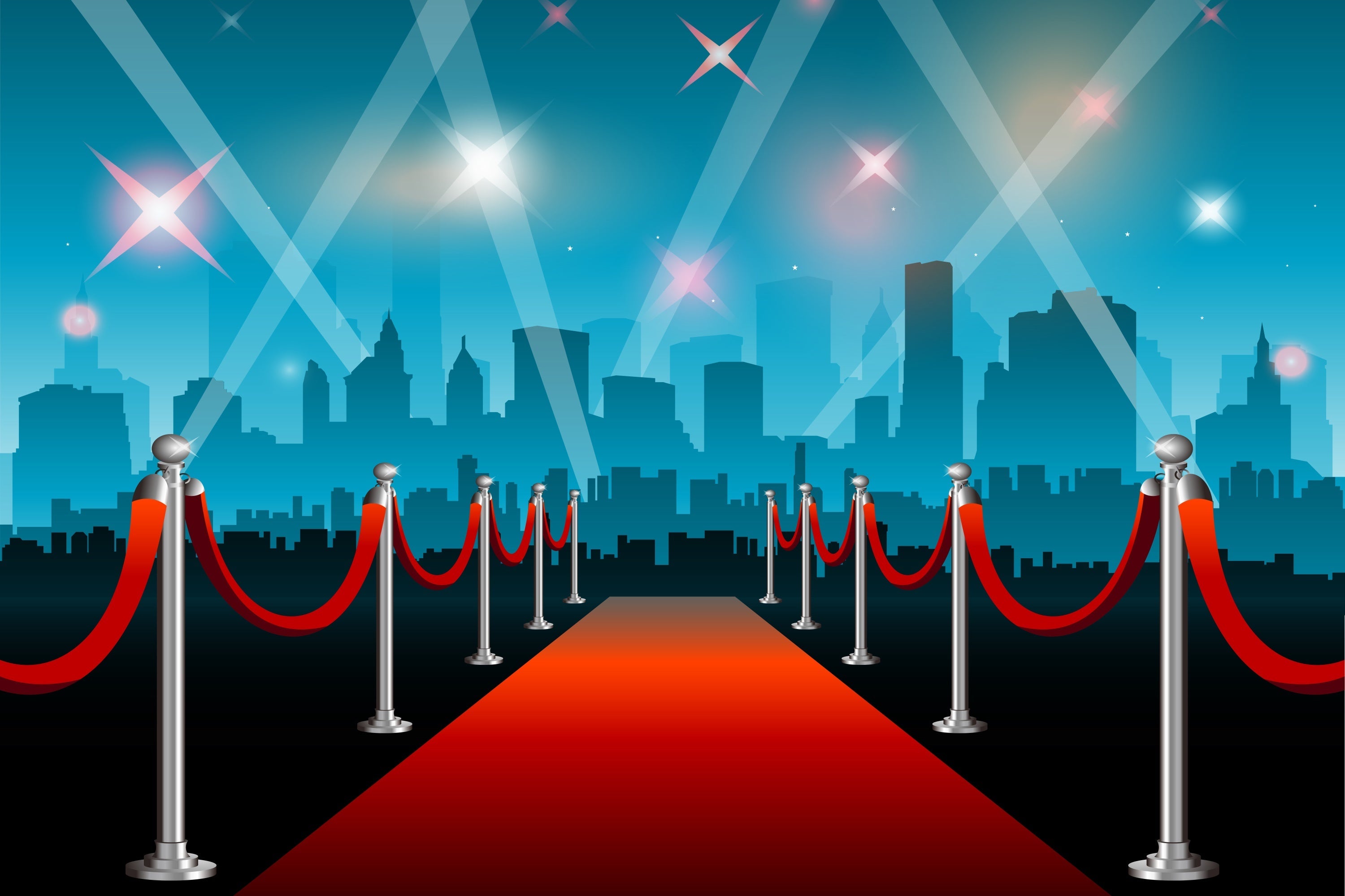 Toile de fond Tapis Rouge Lumières Ville Bleu GQ4-90