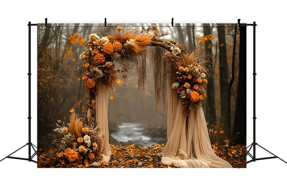 Toile de fond Automne Arche Florale Rustique GQ5-100