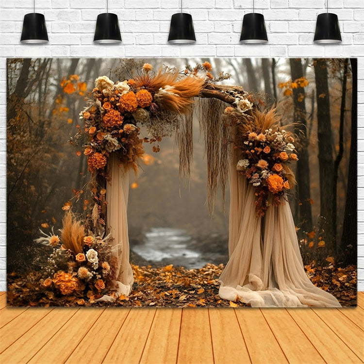 Toile de fond Automne Arche Florale Rustique GQ5-100
