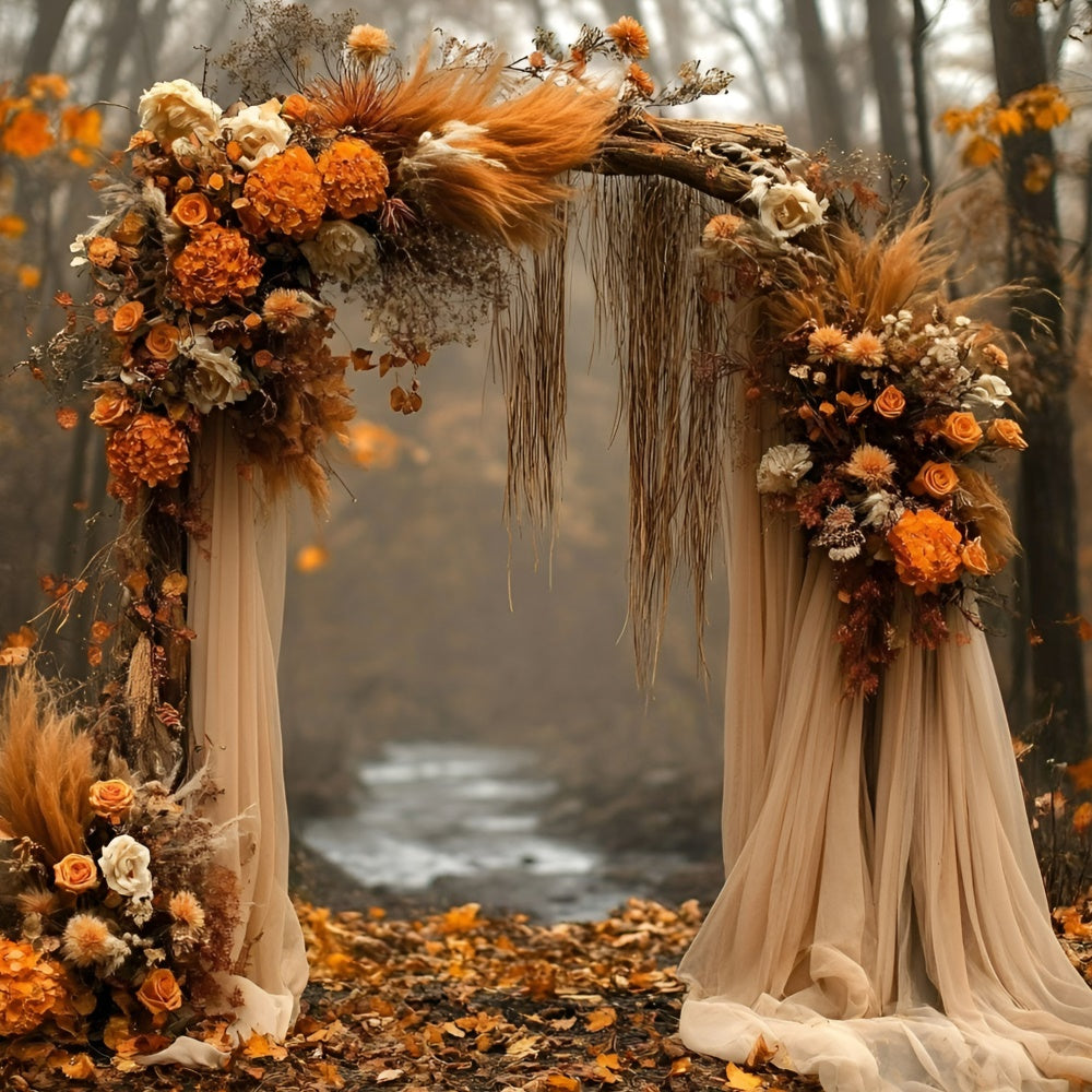Toile de fond Automne Arche Florale Rustique GQ5-100