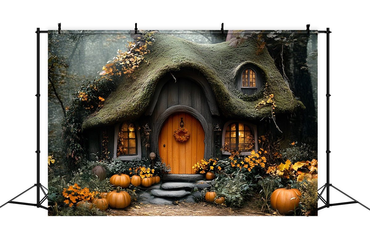 Toile de fond Automne Cottage Citrouille Conte de Fées GQ5-105