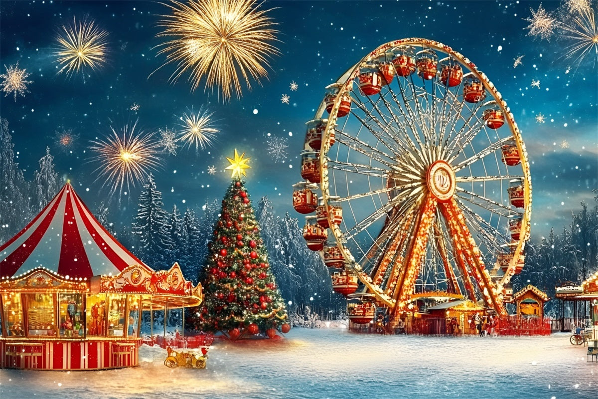 Toile de fond Carnaval Grande Roue de Noël Feux d’Artifice GQ5-118