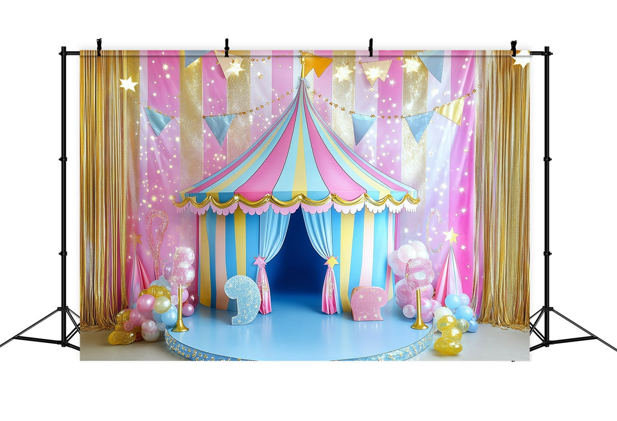 Toile de fond Chapiteau Carnaval Tente Rayée Bonbons Étincelants GQ5-122