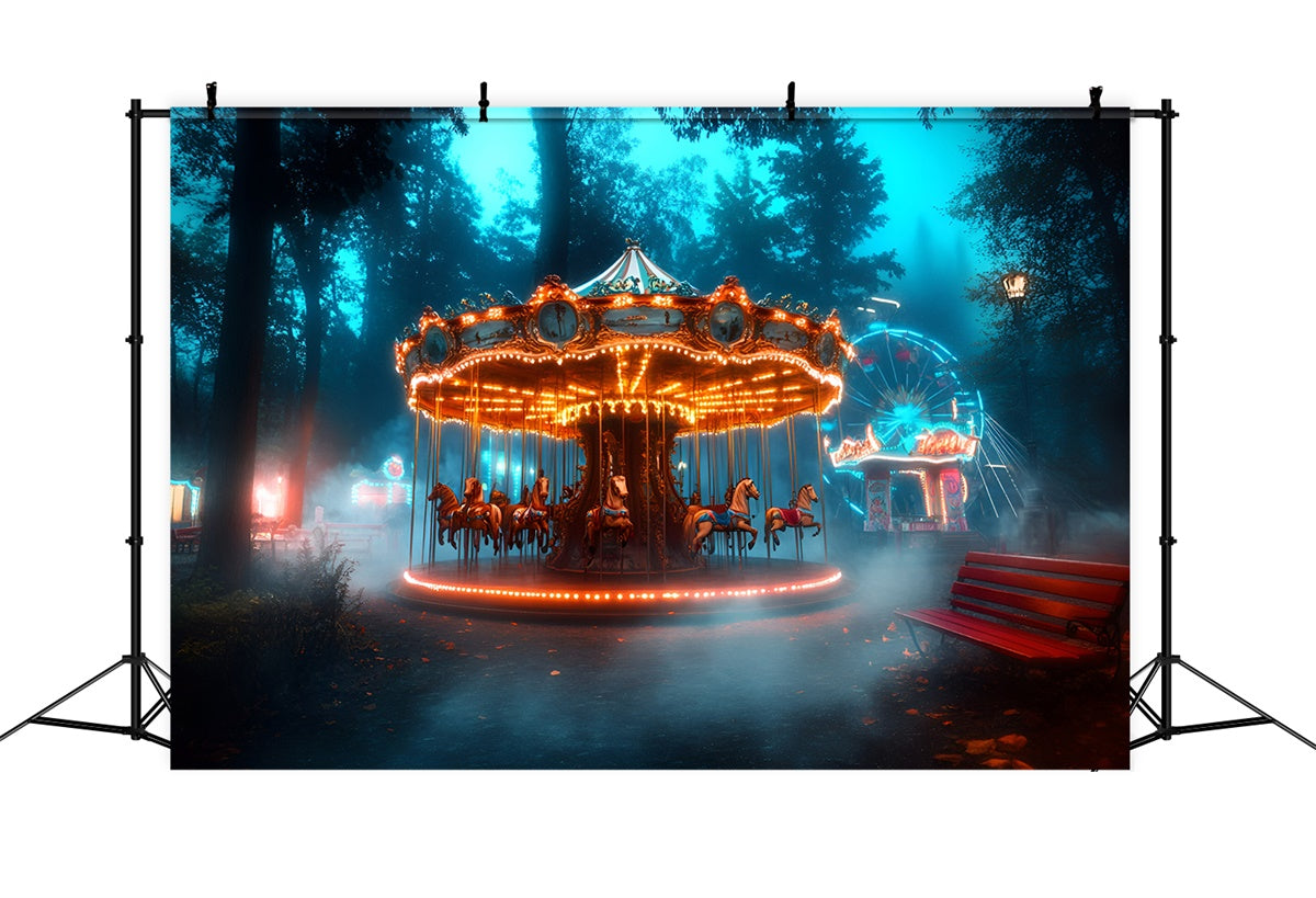 Toile de fond Carnaval Carrousel Forêt Enchantée Grande Roue GQ5-123