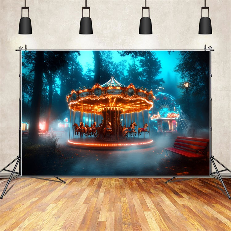 Toile de fond Carnaval Carrousel Forêt Enchantée Grande Roue GQ5-123