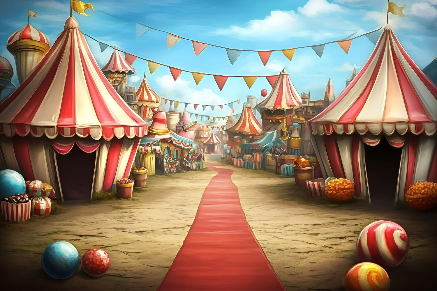 Toile de fond Cirque Tentes de Carnaval Marché de Rue GQ5-125