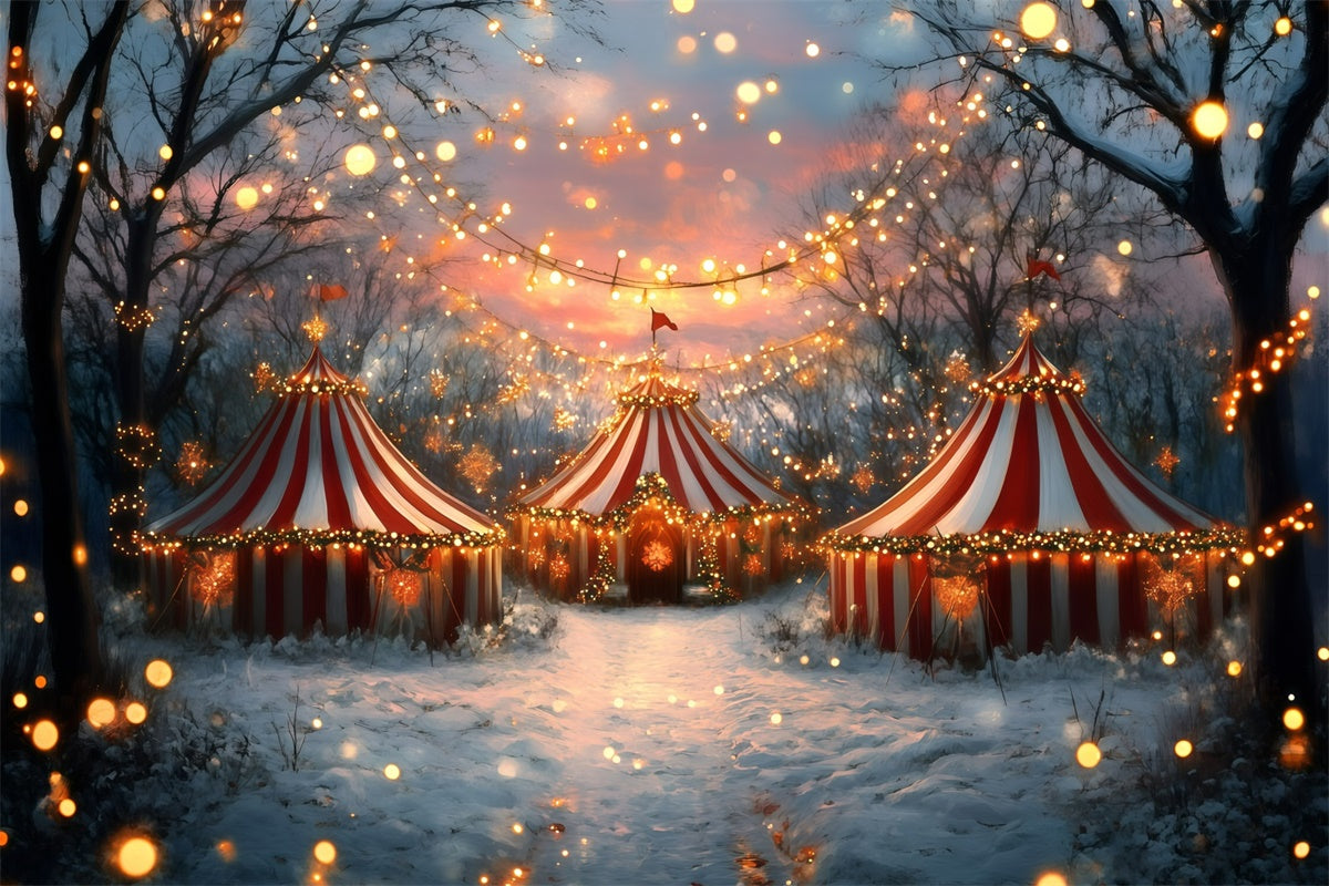 Toile de fond Chapiteau Carnaval Lumières de Noël Enneigées GQ5-131