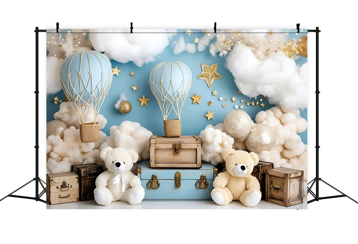 Toile de fond Nouveau-né Ballons Nuage Ours GQ5-141
