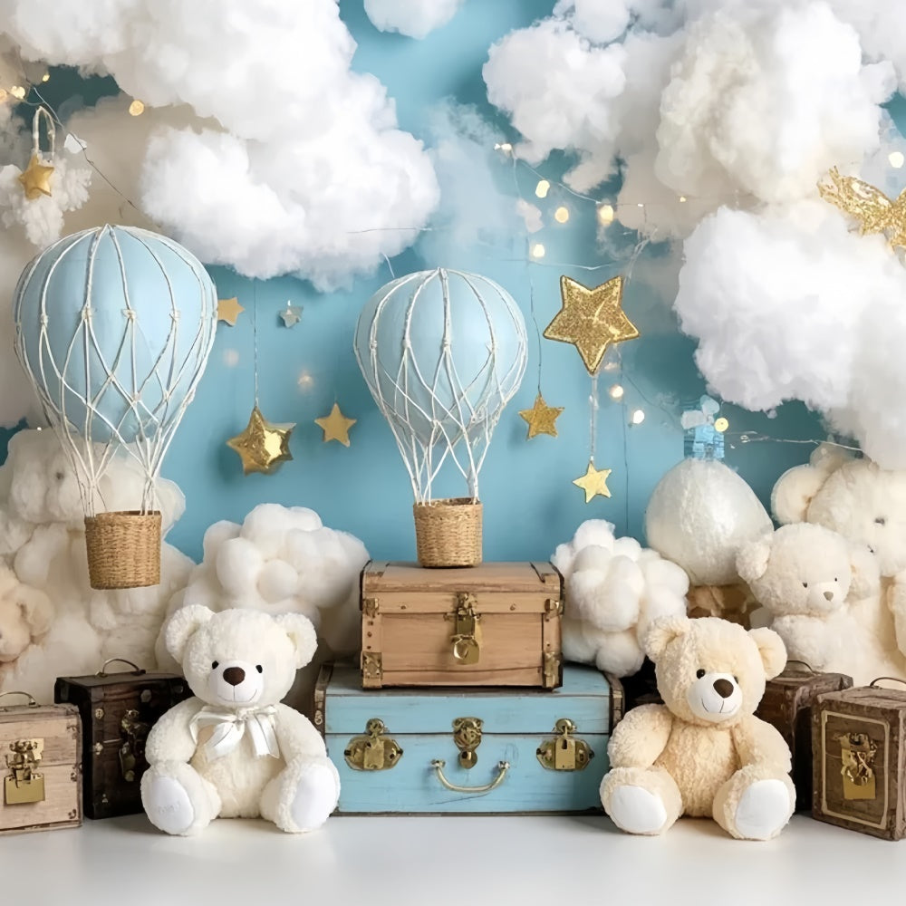 Toile de fond Nouveau-né Ballons Nuage Ours GQ5-141