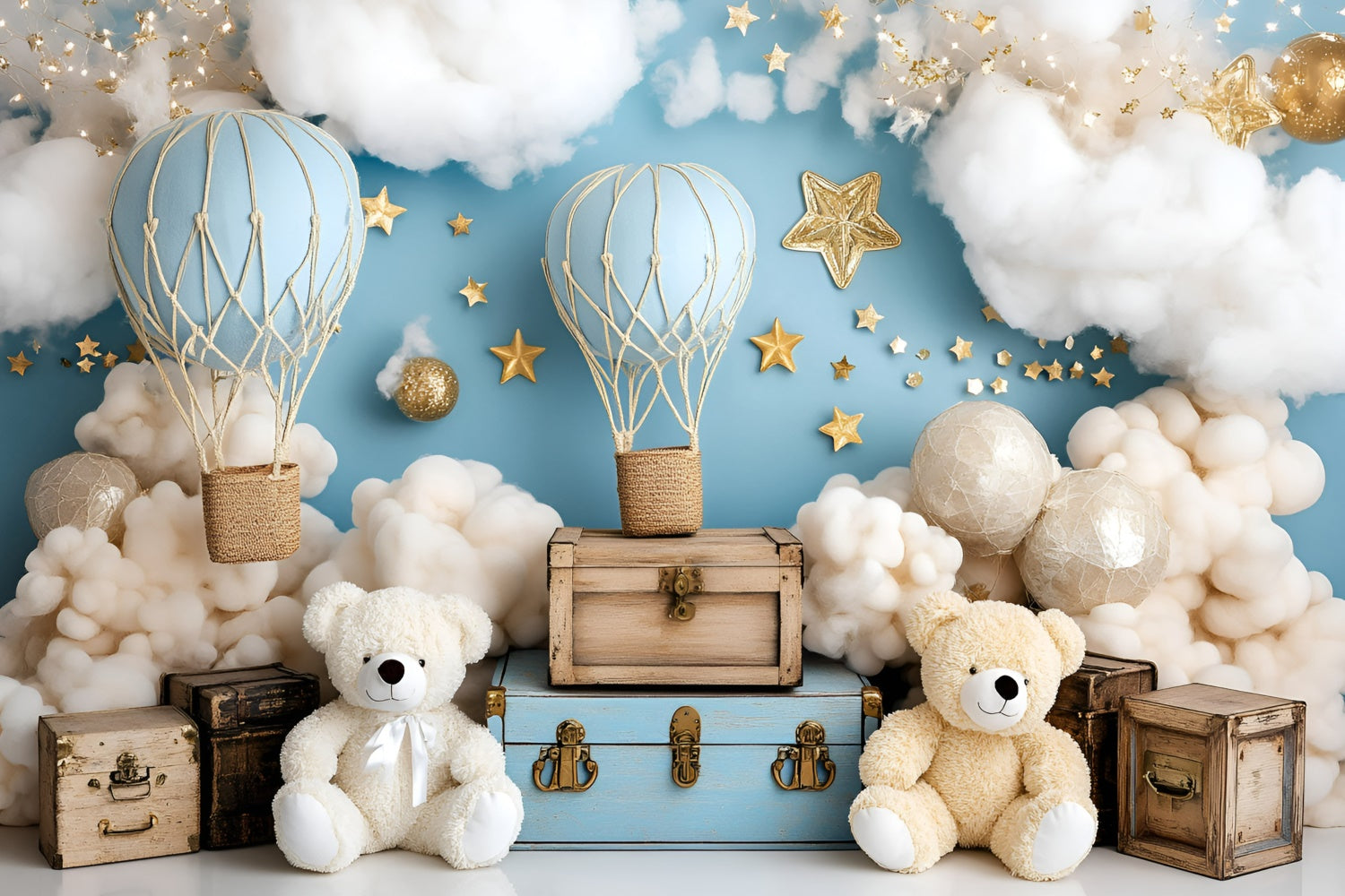 Toile de fond Nouveau-né Ballons Nuage Ours GQ5-141