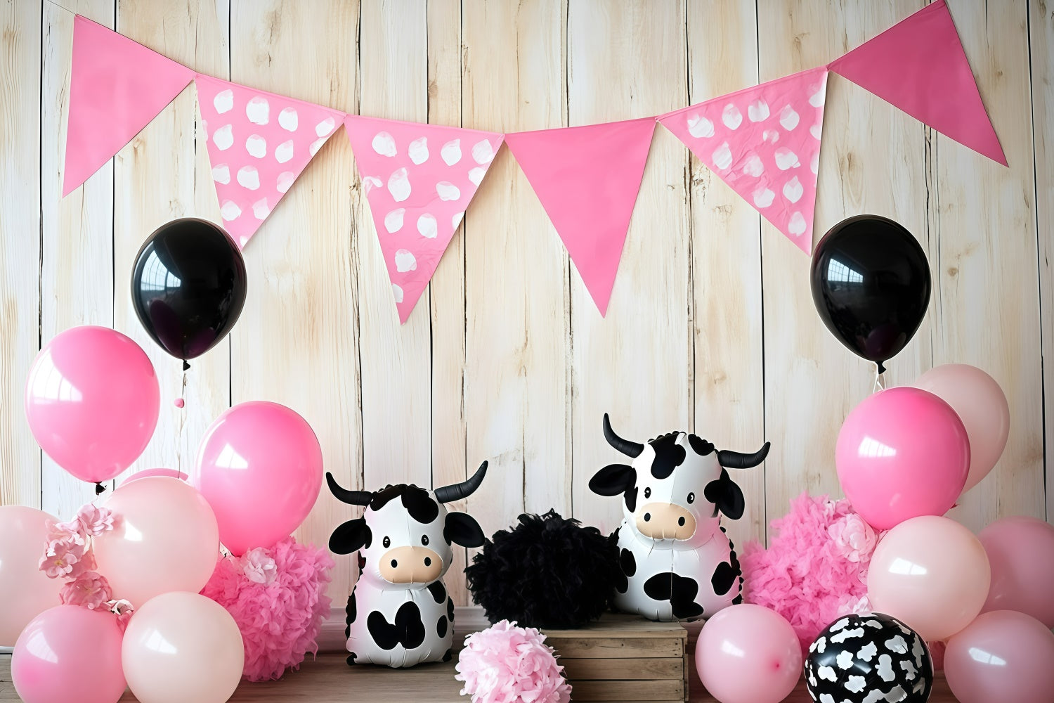 Toile de fond Nouveau-né Ballon Vache Mignonne GQ5-148