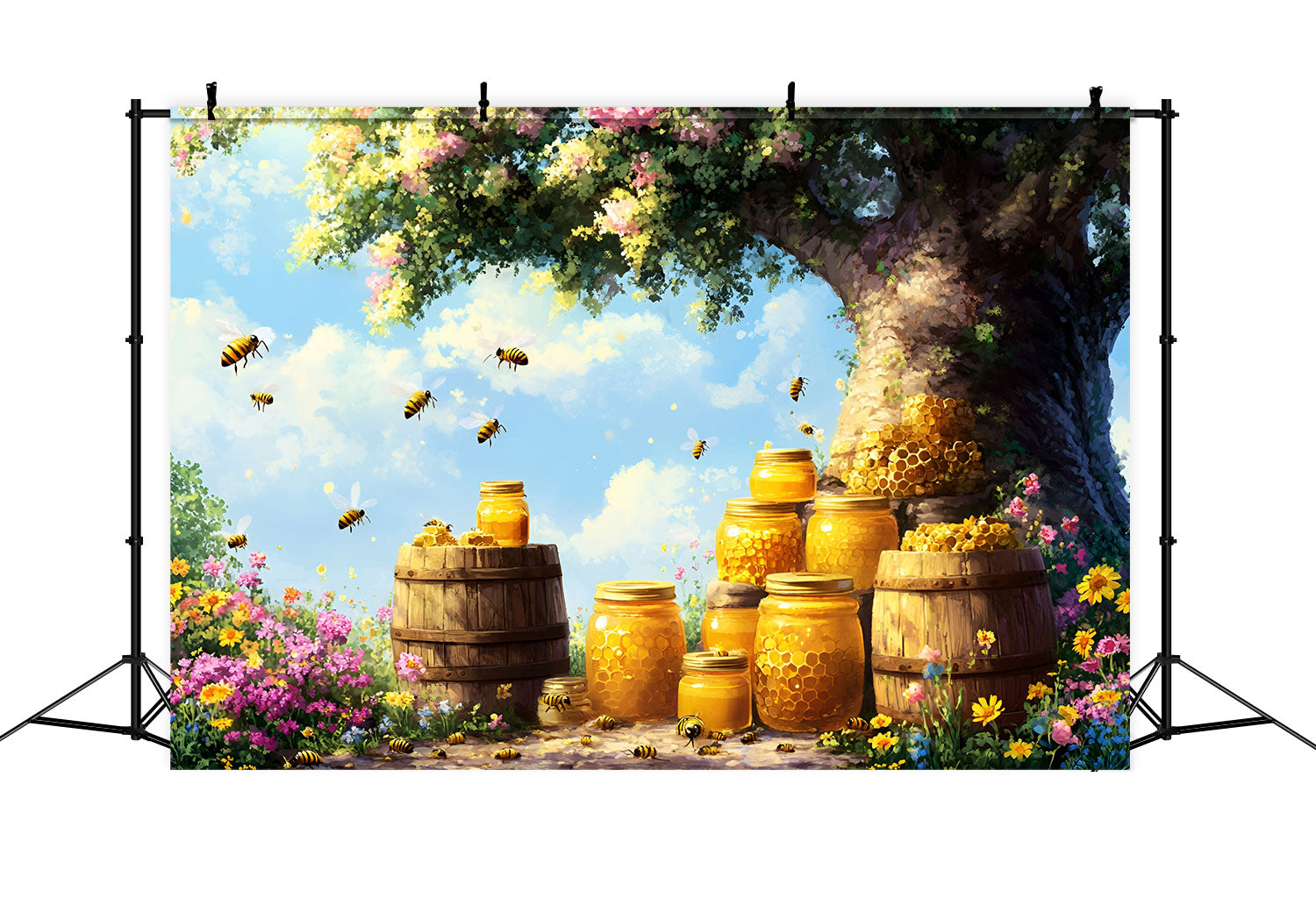 Toile de fond Photographie Nouveau-né Abeilles Soleil Fleurs GQ5-150
