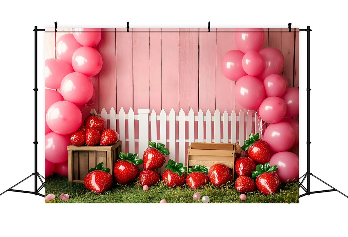 Toile de fond Enfants Ballon Jardin Fraises GQ5-157