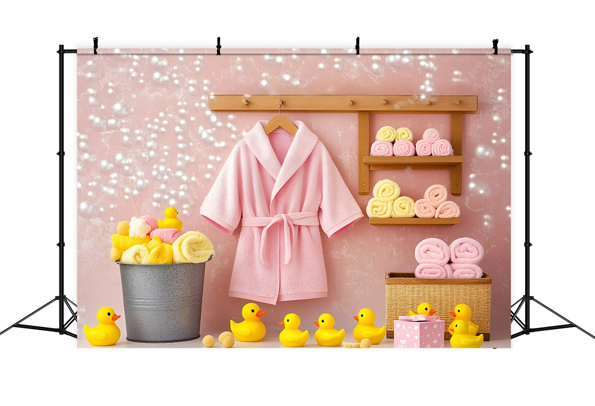 Toile de fond Photographie Enfants Robe Rose Canards GQ5-160