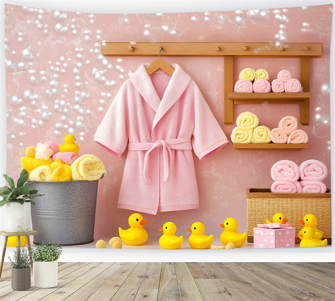 Toile de fond Photographie Enfants Robe Rose Canards GQ5-160