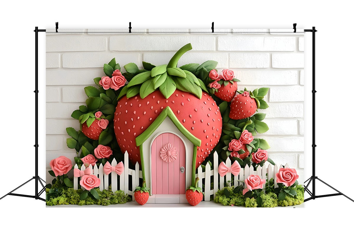 Toile de fond Photo Enfants Jardin Fraises Doux GQ5-162