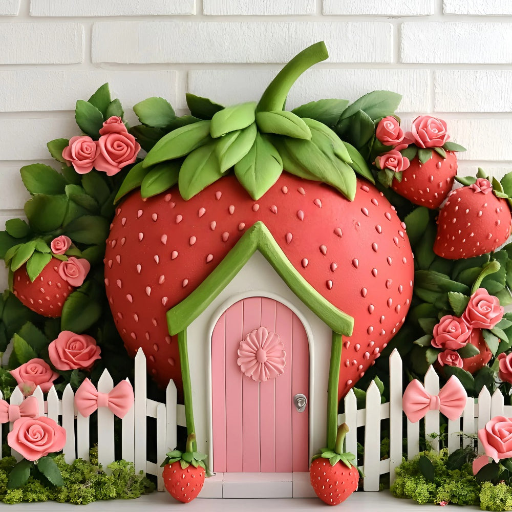 Toile de fond Photo Enfants Jardin Fraises Doux GQ5-162