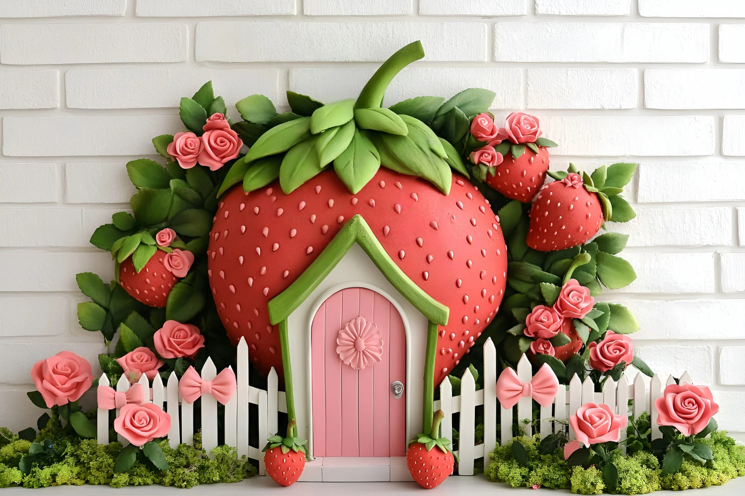 Toile de fond Photo Enfants Jardin Fraises Doux GQ5-162