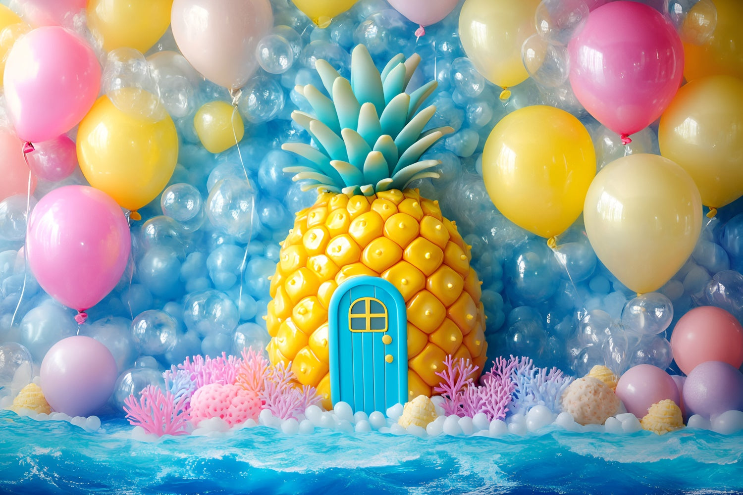 Toile de fond Nouveau-né Ballon Fête Ananas GQ5-164