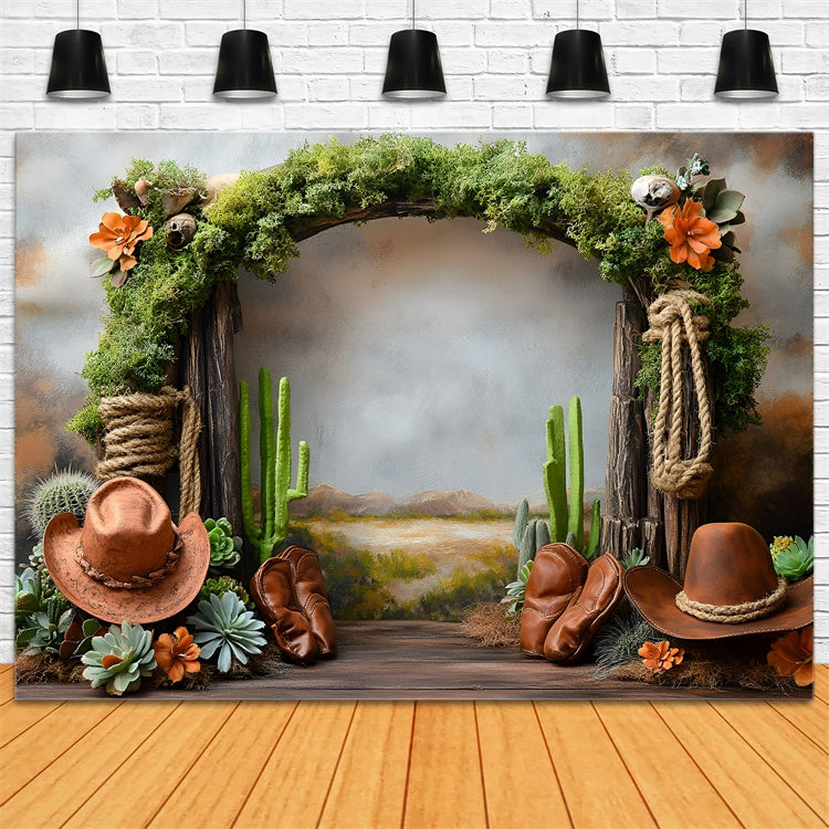 Toile de fond Western Cowboy Cactus Fête Enfants GQ5-166