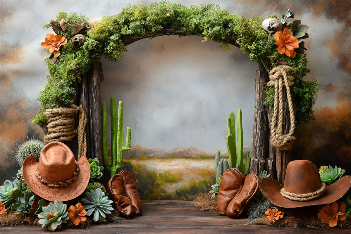Toile de fond Western Cowboy Cactus Fête Enfants GQ5-166