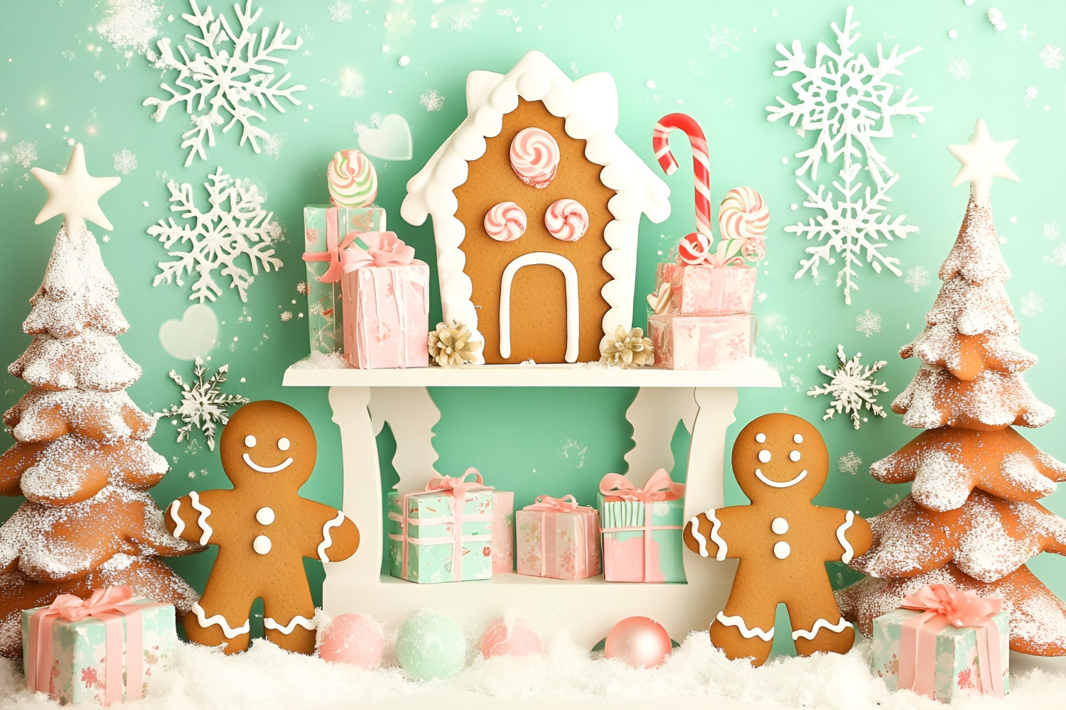 Toile de fond Nouveau-né Boutique Bonbons Noël GQ5-167