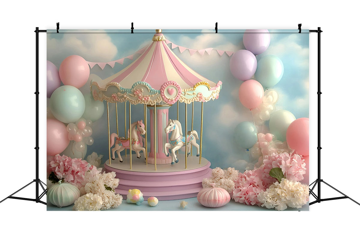 Toile de fond Enfants Voiturerousel Pastel Fantaisie GQ5-174