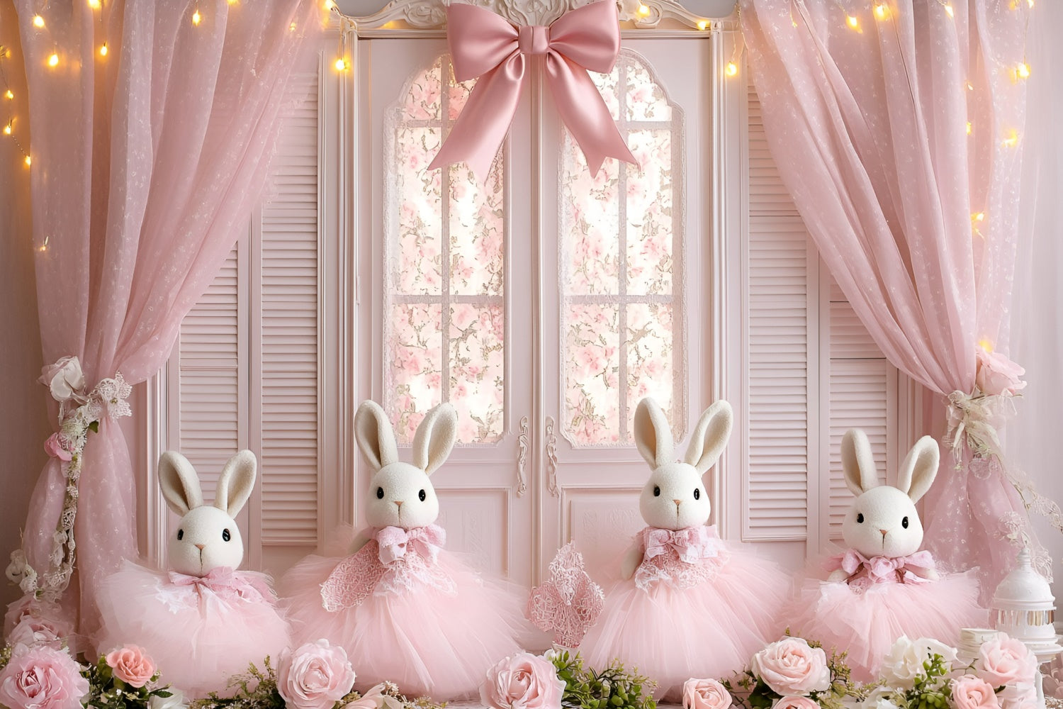 Toile de fond Nouveau-né Lapin Rosé Princesse GQ5-175