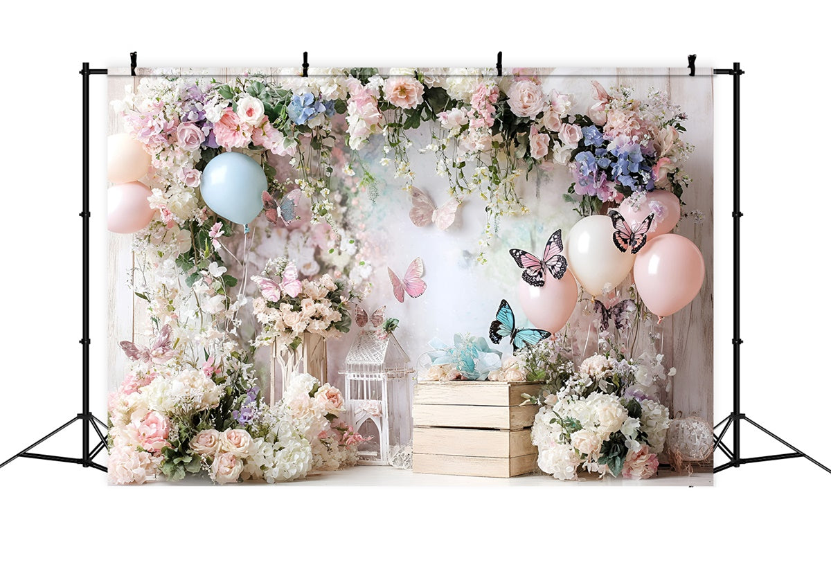 Toile de fond Papillons Fleur Ballon Fantaisie Enfants GQ5-182