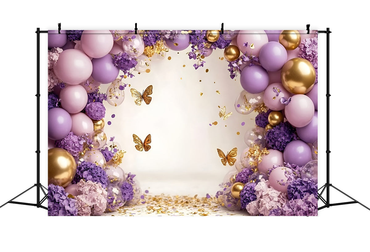 Toile de fond Papillons Ballon Violet Fleur Enfants GQ5-184