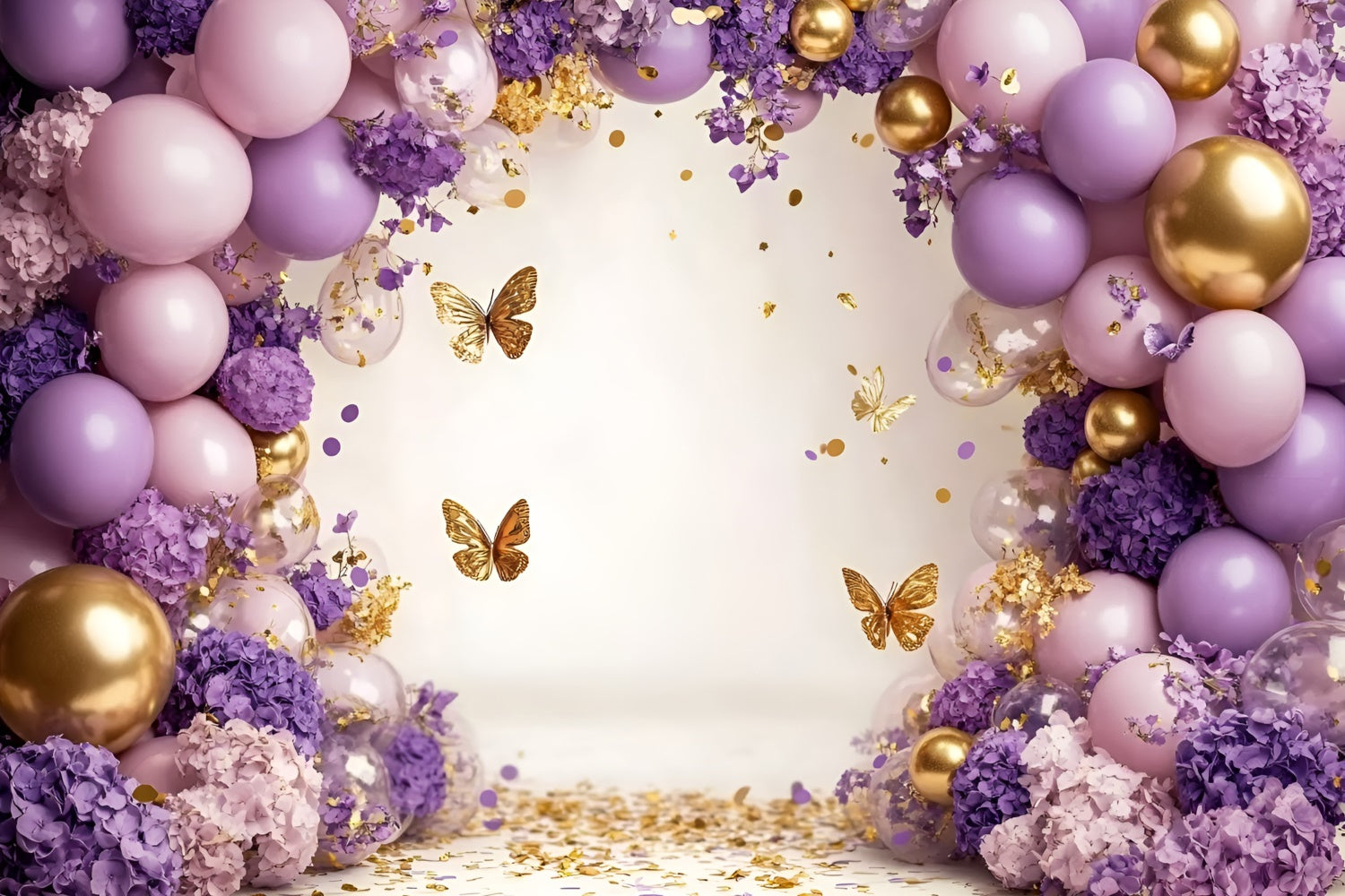 Toile de fond Papillons Ballon Violet Fleur Enfants GQ5-184