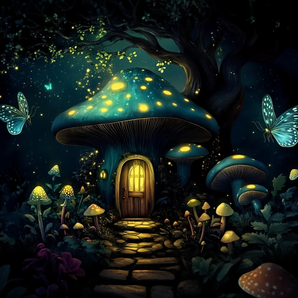 Toile de fond Enfants Forêt Champignons Enchantée GQ5-187