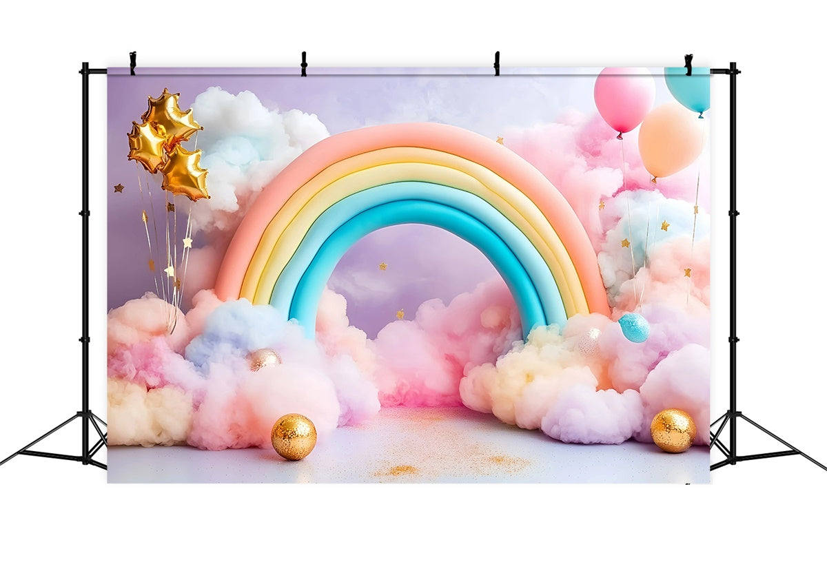 Toile de fond Arc-en-Ciel Arche Pastel Ballons Enfants GQ5-189