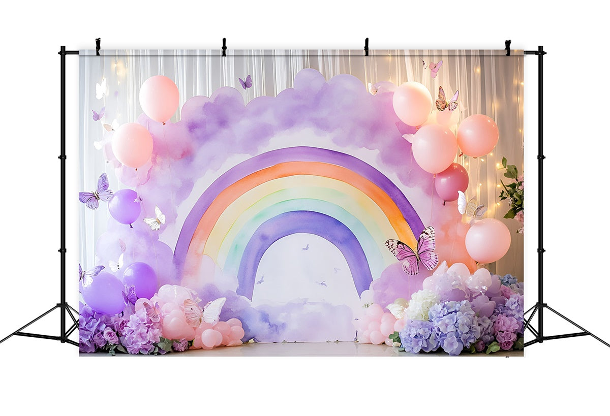 Toile de fond Arc-en-Ciel Aquarelle Papillon Enfants GQ5-191