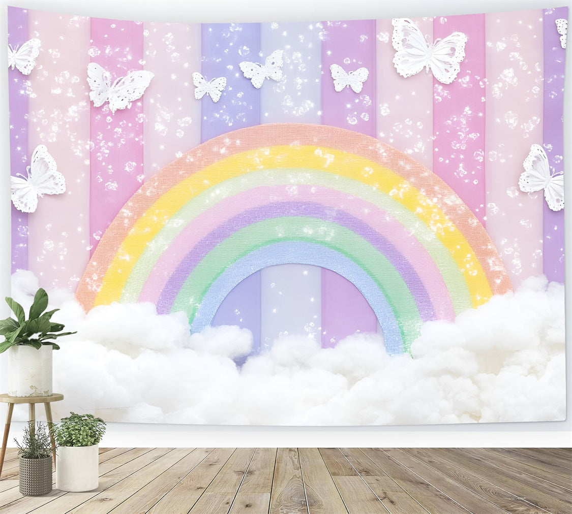 Toile de fond Arc-en-Ciel Conte de Fées Arche Papillon Enfants GQ5-194