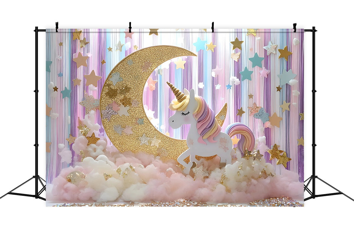 Toile de fond Étoiles Licorne Fantaisie Étoiles Nouveau-né GQ5-195