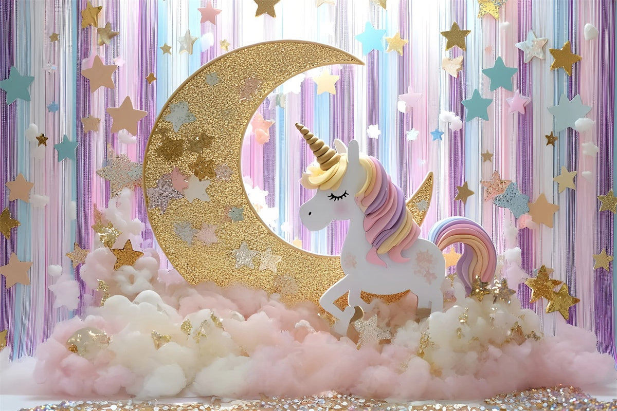 Toile de fond Étoiles Licorne Fantaisie Étoiles Nouveau-né GQ5-195