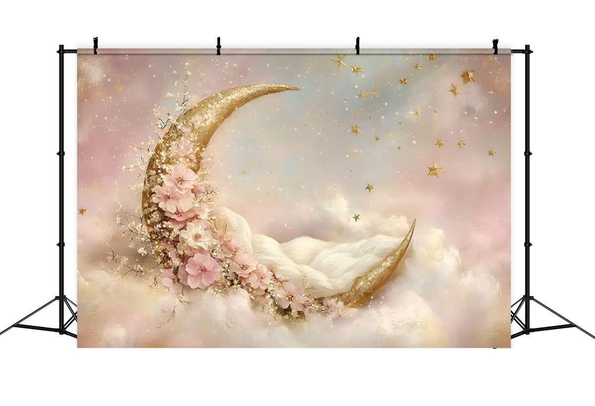 Toile de fond Nouveau-né Fleur Croissant Rêve GQ5-198